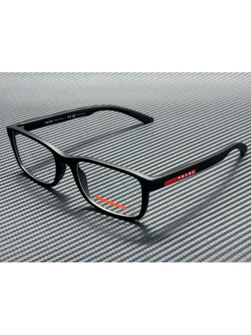 New Prada Linea Rossa Men Black Rubber Eyeglasses 55-19-145